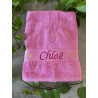 Drap de douche Rose prénom + coeurs