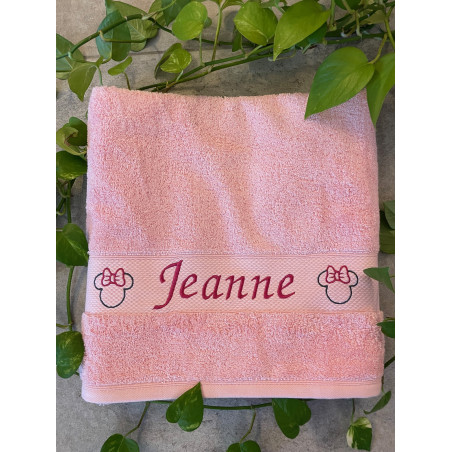Drap de douche Rose prénom + Minnie