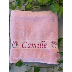 Drap de douche Rose prénom + Minnie