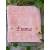 Drap de douche Rose prénom + coeurs