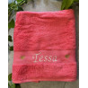Drap de douche Corail prénom + coeurs