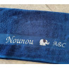 Drap de douche bleu Nounou éléphant